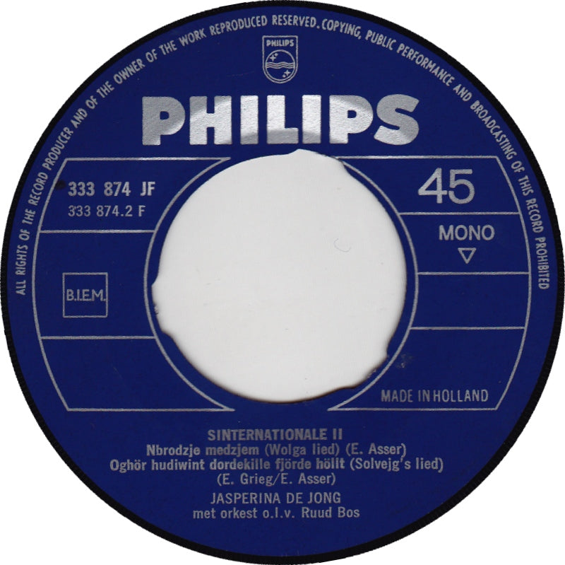 Jasperina De Jong - Sinternationale 28970 Vinyl Singles Vinyl Goed / Hoes Goed