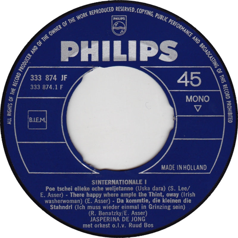Jasperina De Jong - Sinternationale 28970 Vinyl Singles Vinyl Goed / Hoes Goed