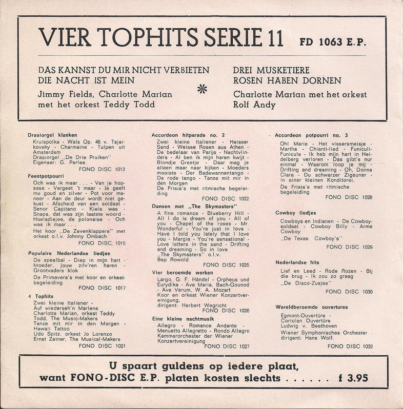 Jimmy Fields And Charlotte Marian - 4 Tophits Serie 11 18760 Vinyl Singles EP Vinyl Goed / Hoes Goed