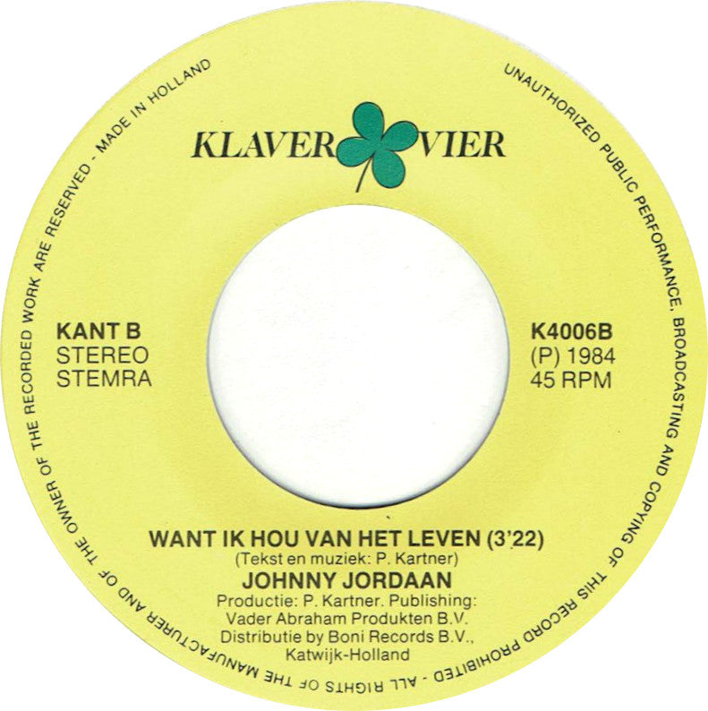 Johnny Jordaan - Tante Jet 34783 Vinyl Singles Vinyl Goed / Hoes Goed