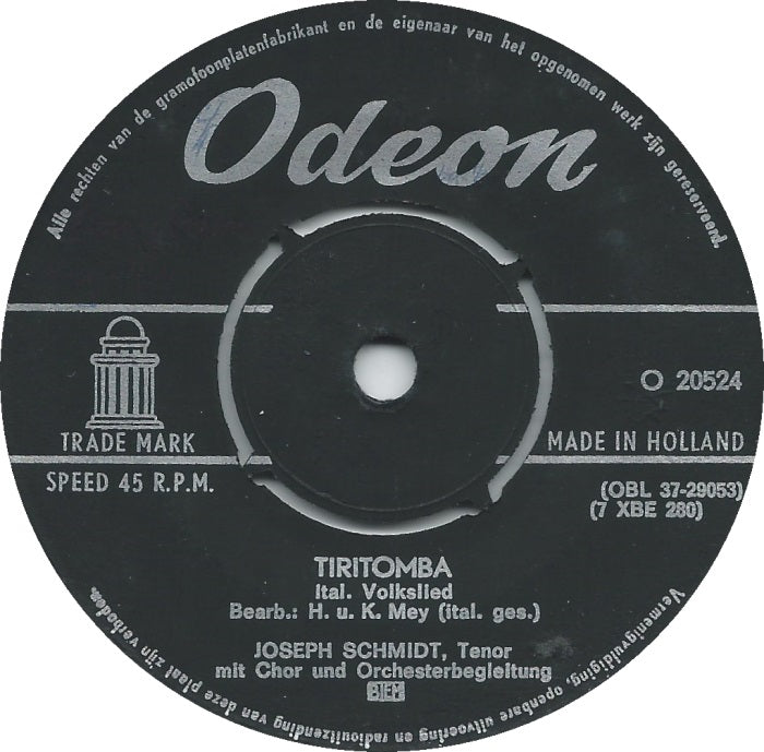 Joseph Schmidt - Heut' Ist Der Schonste Tag In Meinem Leben 01469 Vinyl Singles Vinyl Goed / Hoes Generic