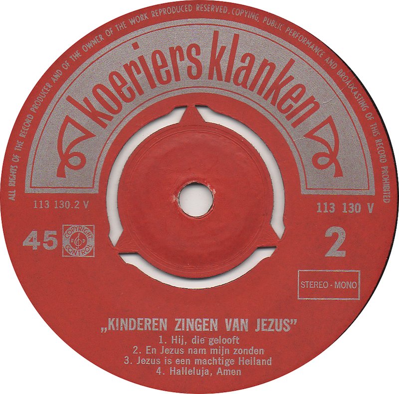 Jonge Koeriers - Kinderen Zingen van Jezus 37779 Vinyl Singles Vinyl Goed / Hoes Goed