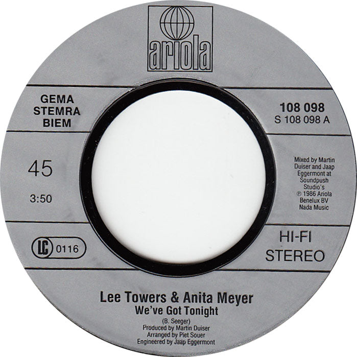Lee Towers & Anita Meyer - We've Got Tonight 01141 Vinyl Singles Vinyl Goed / Hoes Goed