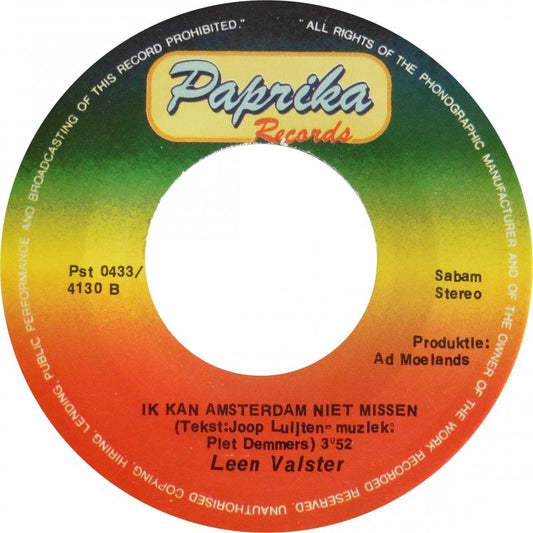 Leen Valster - Ik Kan Amsterdam Niet Missen 03607 Vinyl Singles Vinyl Goed / Hoes Generic