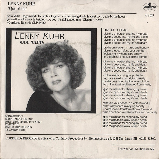 Lenny Kuhr - Give Me A Heart 18467 Vinyl Singles Vinyl Goed / Hoes Goed