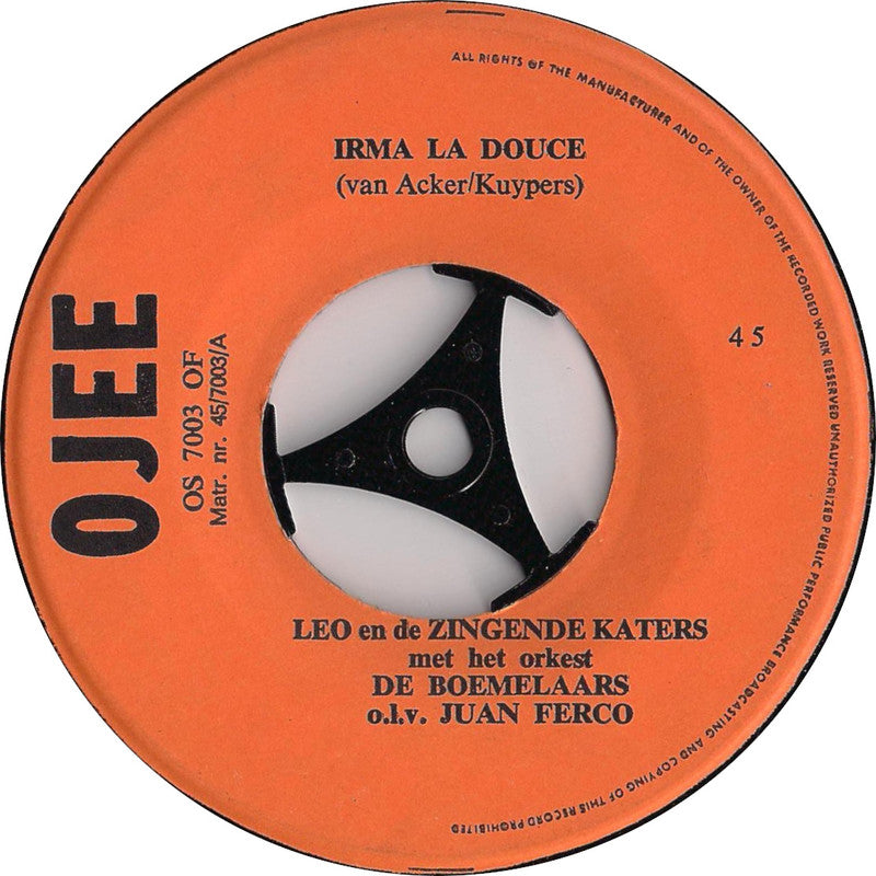 Leo En De Zingende Katers - Irma La Douce 01969 Vinyl Singles Vinyl Goed / Hoes Goed