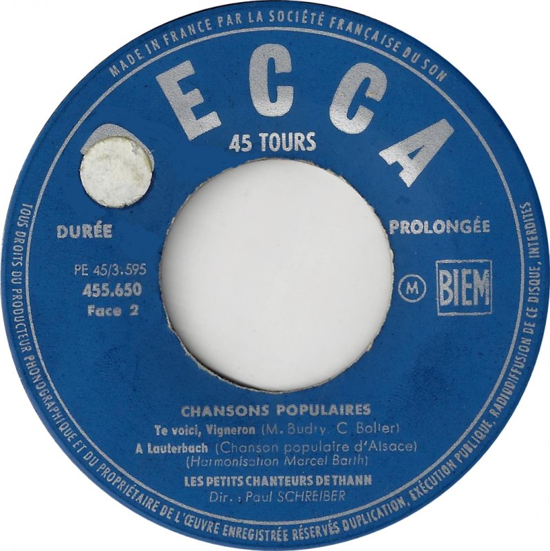 Les Compagnons Des Petits Chanteurs De Thann - Chansons Populaires 13714 Vinyl Singles EP Vinyl Goed / Hoes Goed