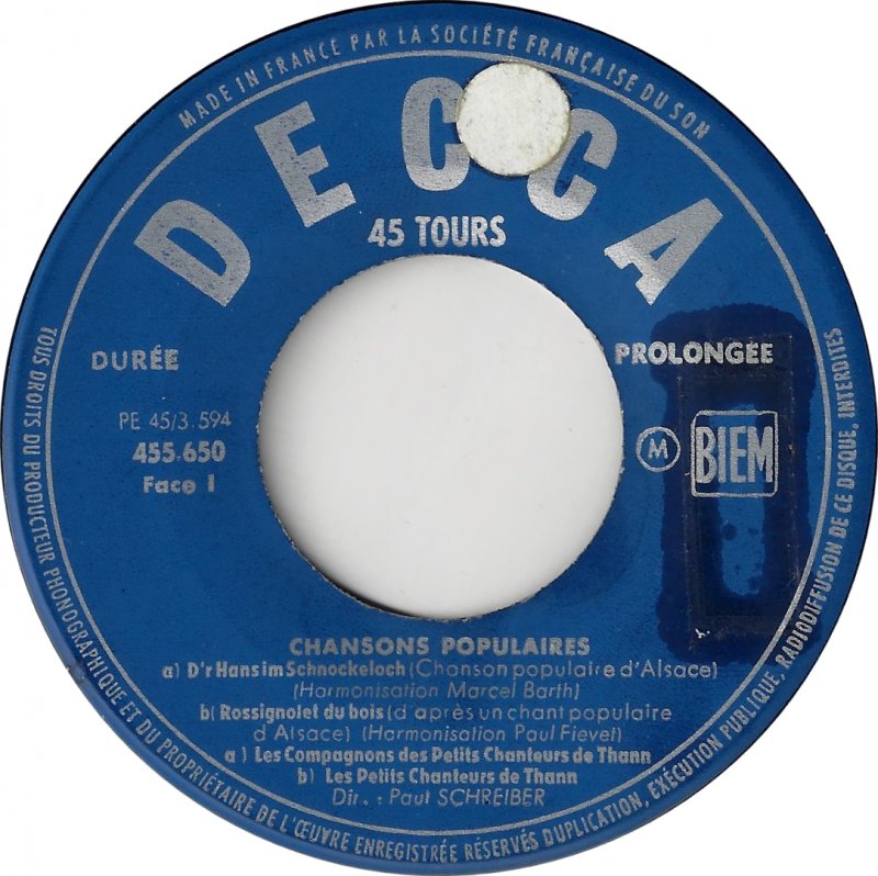 Les Compagnons Des Petits Chanteurs De Thann - Chansons Populaires 13714 Vinyl Singles EP Vinyl Goed / Hoes Goed