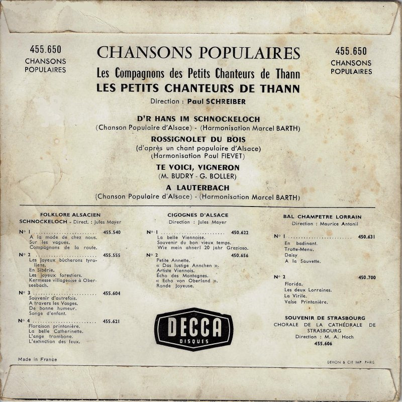 Les Compagnons Des Petits Chanteurs De Thann - Chansons Populaires 13714 Vinyl Singles EP Vinyl Goed / Hoes Goed