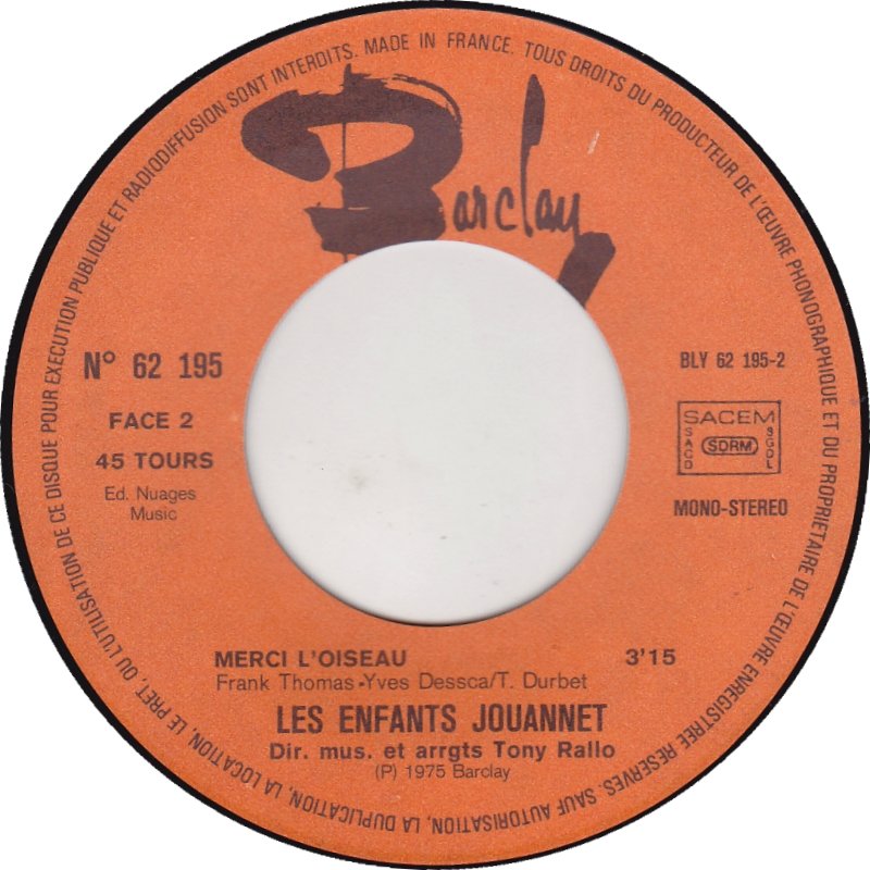 Les Enfants Jouannet - Merci L'oiseau 15021