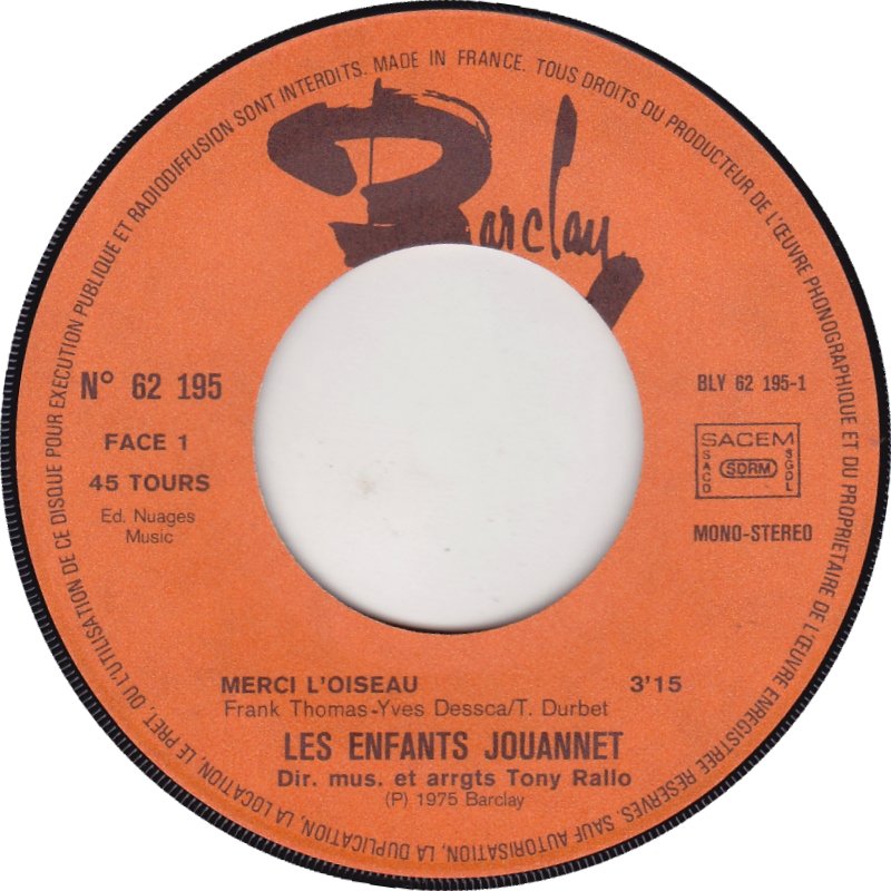 Les Enfants Jouannet - Merci L'oiseau 15021