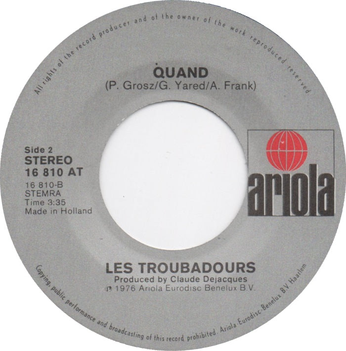 Les Troubadours - Trois Petits Soldats 32141 Vinyl Singles Vinyl Goed / Hoes Goed