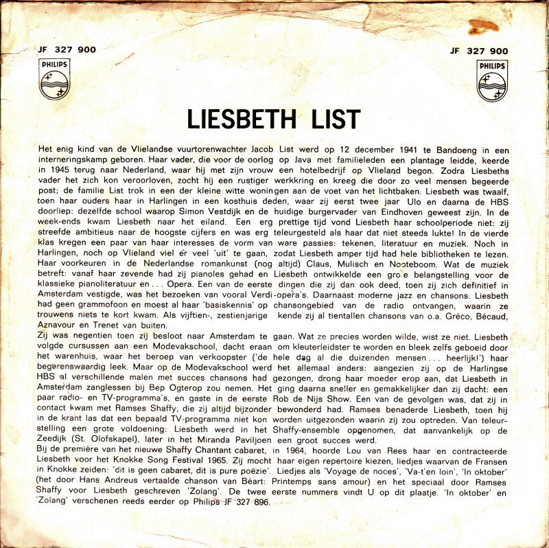 Liesbeth List - Va-t'en Loin 30442 Vinyl Singles Vinyl Goed / Hoes Goed