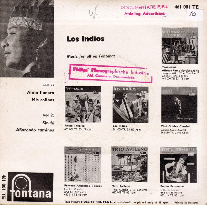Los Indios - Alma Llanera 13859 Vinyl Singles EP Vinyl Goed / Hoes Goed