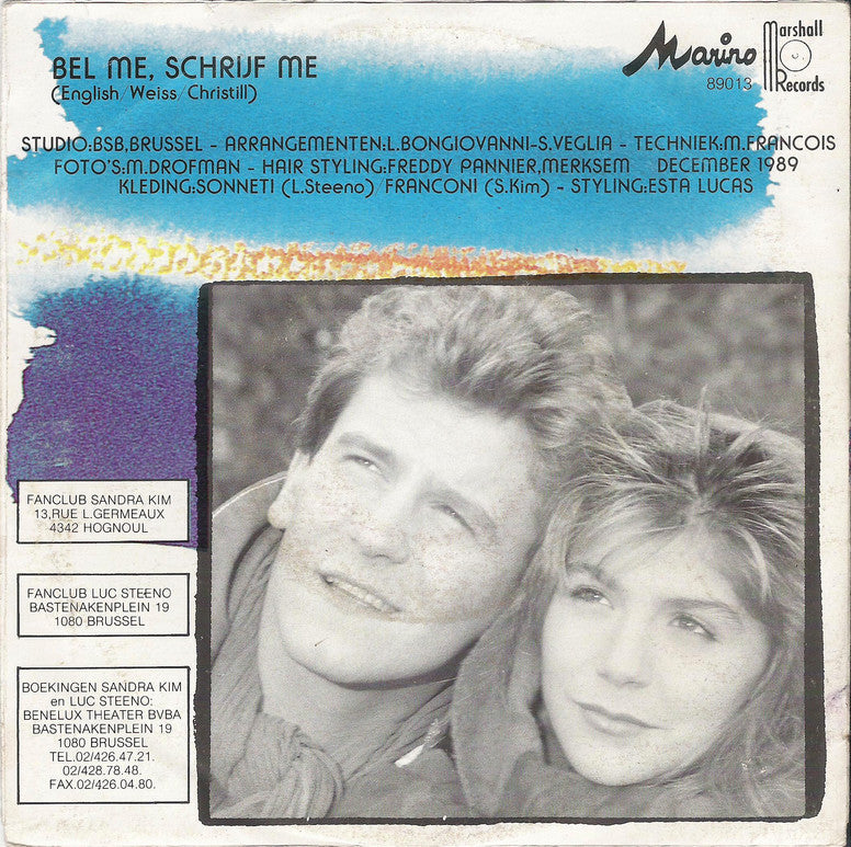 Luc Steeno & Sandra Kim - Bel Me, Schrijf Me 17926 Vinyl Singles Vinyl Goed / Hoes Goed