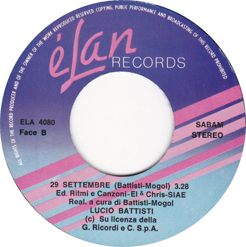 Lucio Battisti - Pensieri E Parole / 29 Settembre 30407 Vinyl Singles Vinyl Goed / Hoes Goed