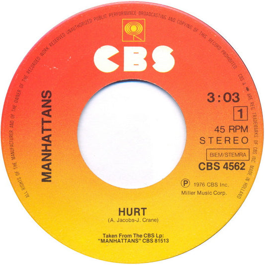 Manhattans - Hurt 12291 Vinyl Singles Vinyl Goed / Hoes Generic