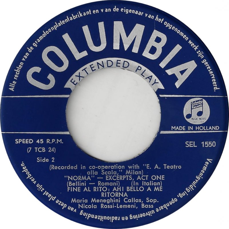 Maria Callas - Callas Zingt Aria's Uit Norma 14869 Vinyl Singles EP Vinyl Goed / Hoes Goed