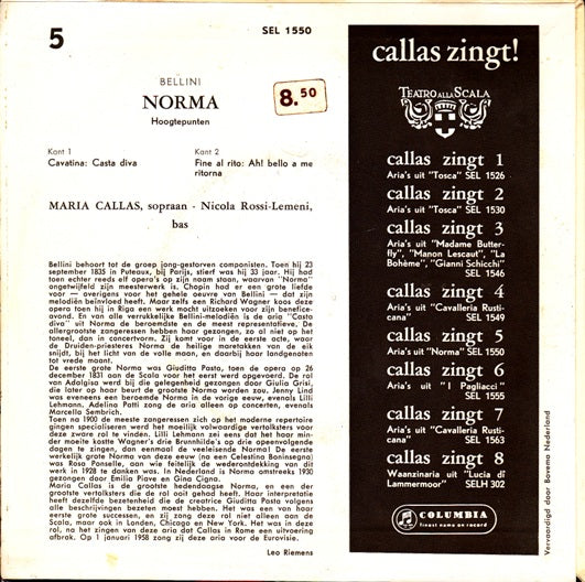 Maria Callas - Callas Zingt Aria's Uit Norma 14869 Vinyl Singles EP Vinyl Goed / Hoes Goed