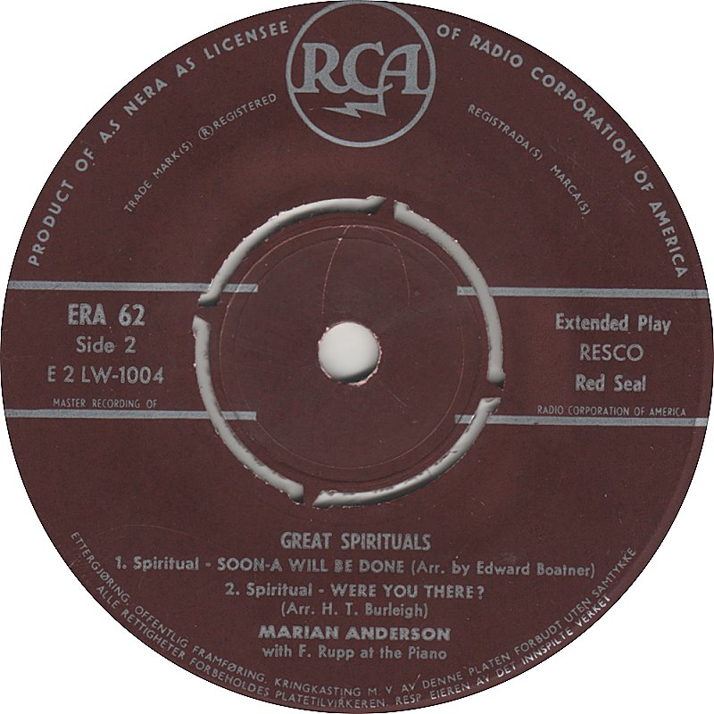 Marian Anderson - Great Spirituals 15711 Vinyl Singles EP Vinyl Goed / Hoes Goed