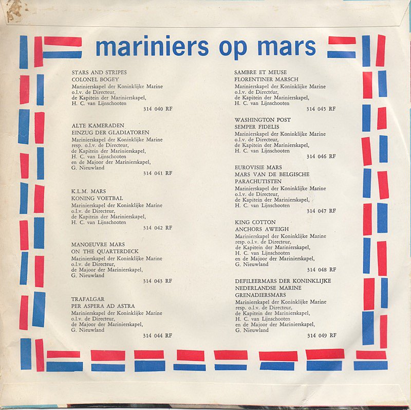 Marinierskapel Der Koninklijke Marine - Mariniers Op Mars 29227 Vinyl Singles Vinyl Goed / Hoes Goed