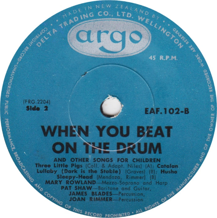 Mary Rowland, Pat Shaw, James Blades, Joan Rimmer - When You Beat On A Drum 32210 Vinyl Singles EP Vinyl Goed / Hoes Goed