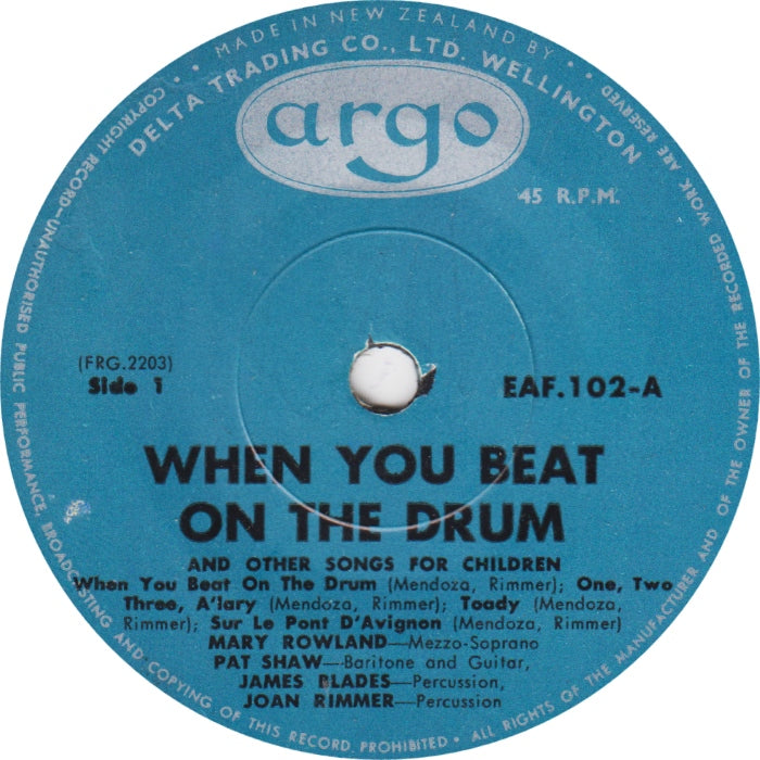 Mary Rowland, Pat Shaw, James Blades, Joan Rimmer - When You Beat On A Drum 32210 Vinyl Singles EP Vinyl Goed / Hoes Goed