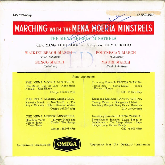 Mena Moeria Minstrels O.l.v Ming Luhulima - Marching With The Mena Moeria Minstrels 15181 Vinyl Singles EP Vinyl Goed / Hoes Goed