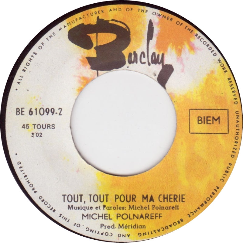 Michel Polnareff - Tous Les Bateaux Tous Les Oiseaux 29691 Vinyl Singles Vinyl Goed / Hoes Goed