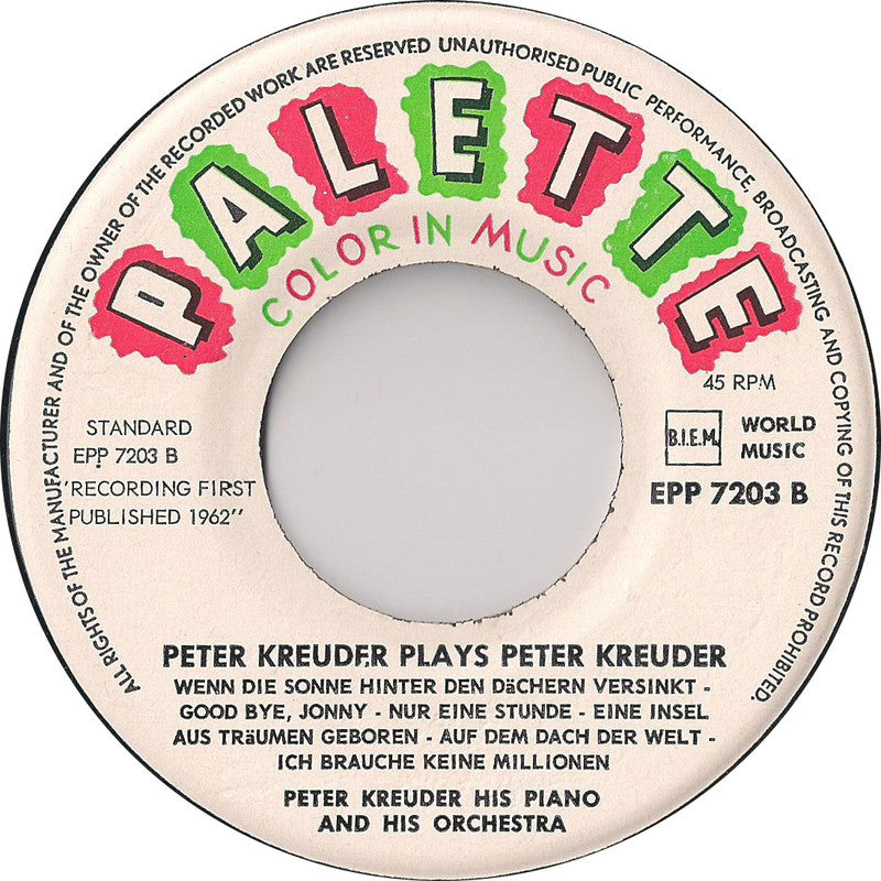 Peter Kreuder - Plays Peter Kreuder 17013 Vinyl Singles EP Vinyl Goed / Hoes Goed