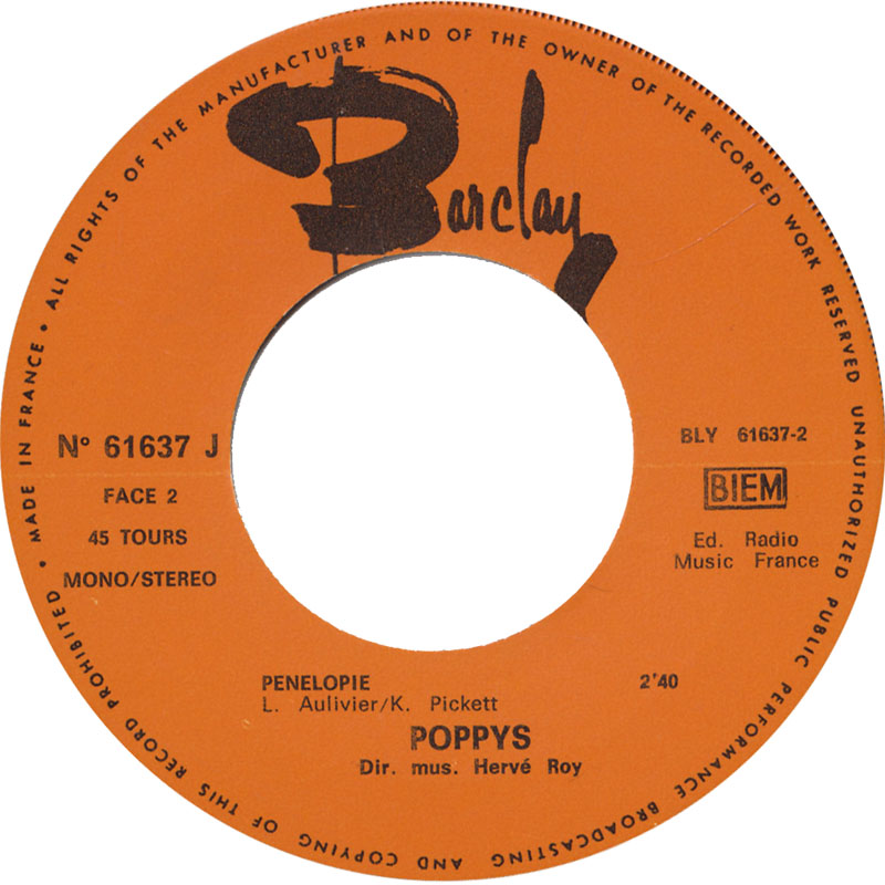 Poppys - La Vie C'est Si Joli 13727 Vinyl Singles Vinyl Goed / Hoes Goed