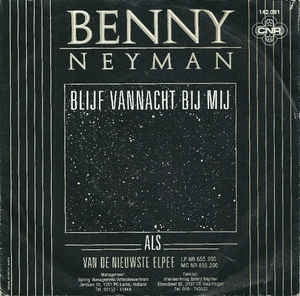 Benny Neyman - Blijf Vanacht Bij Mij 11596 Vinyl Singles Vinyl Goed / Hoes Goed