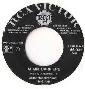 Alain Barriere - Ma Vie 14605 Vinyl Singles Vinyl Goed / Hoes Goed