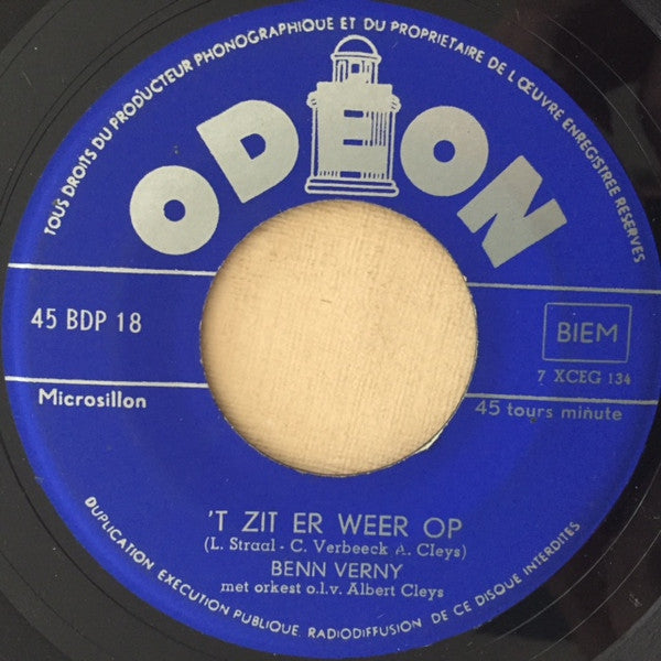 Benn Verny - 'T Zit Er Weer Op 11279 Vinyl Singles Vinyl Goed / Hoes Goed