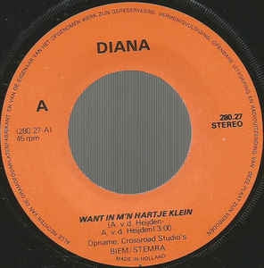 Diana - Want In M'n Hartje Klein 14483 Vinyl Singles Vinyl Goed / Hoes Goed