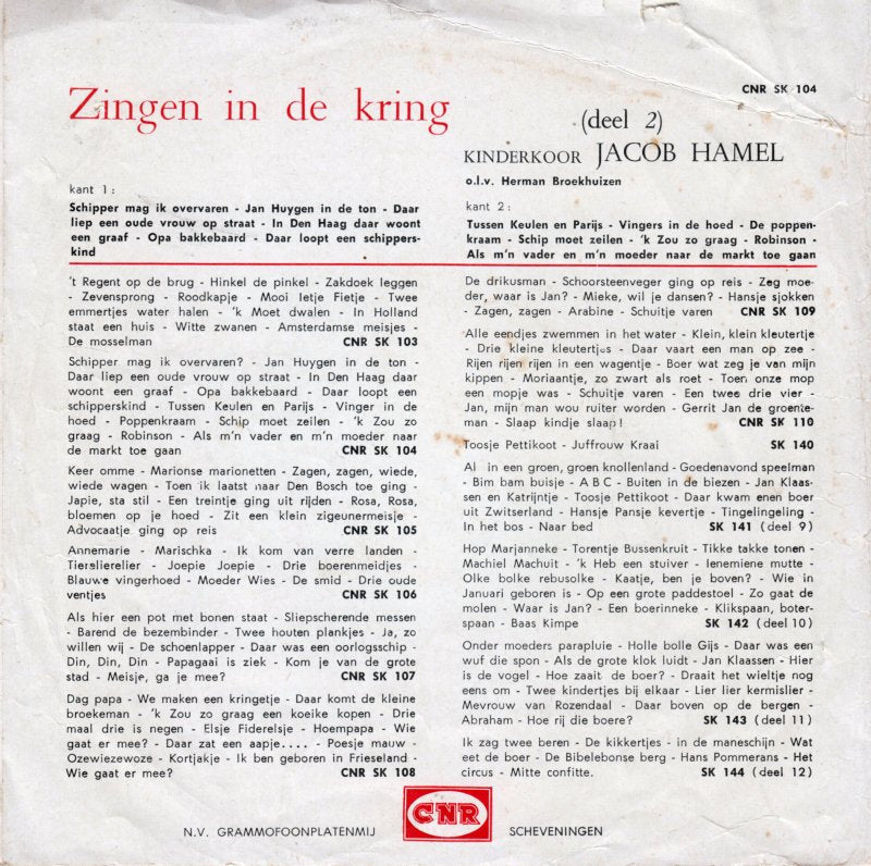 Kinderkoor Jacob Hamel - Zingen In De Kring 2 16912 Vinyl Singles Vinyl Goed / Hoes Generic