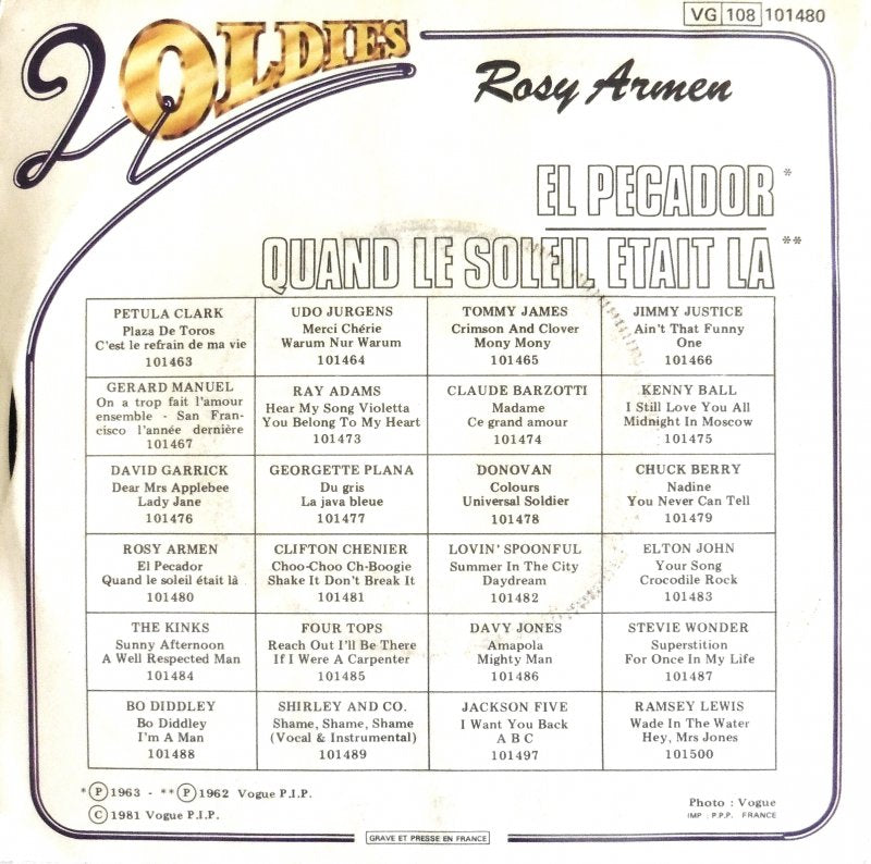 Rosy Armen - El Pecador 21502 Vinyl Singles Vinyl Goed / Hoes Goed