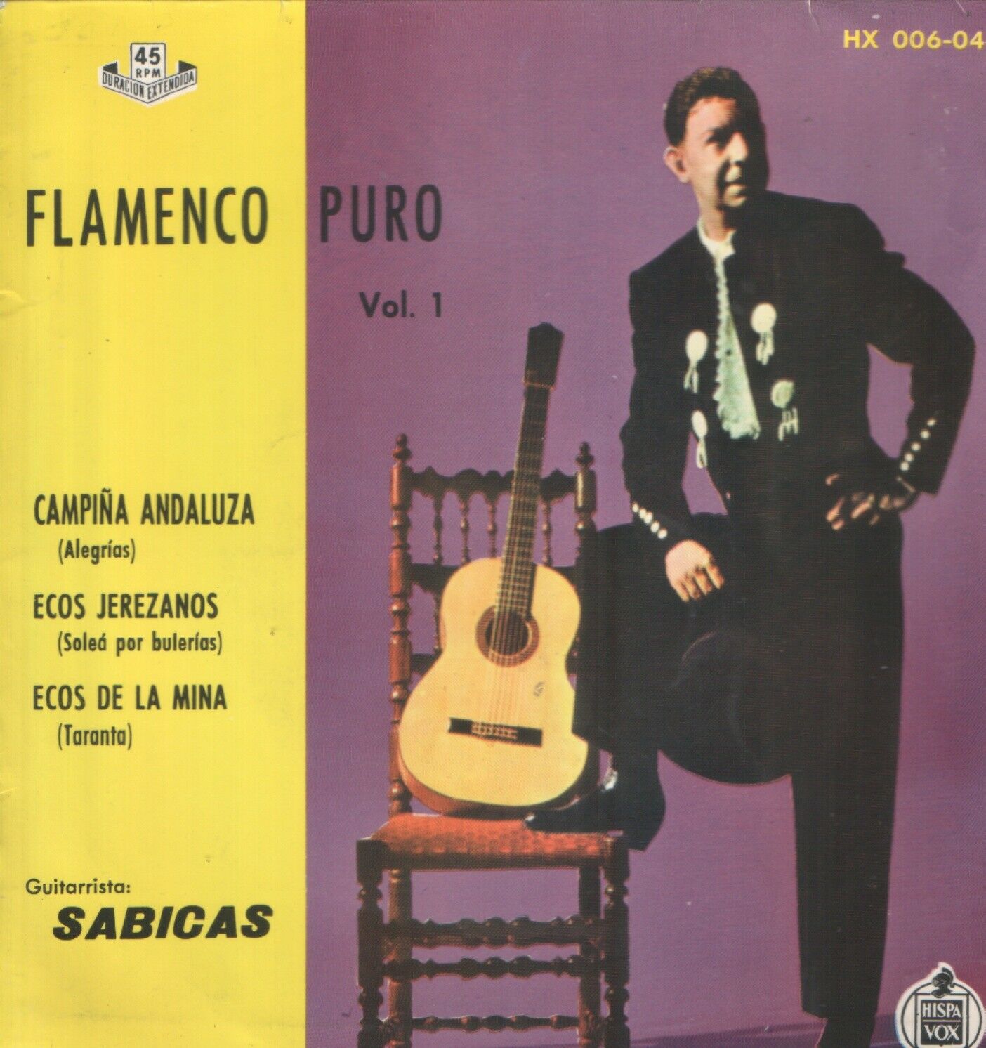 SABICAS EP Spain 1959 Flamenco puro Vol. 1 09121 Vinyl Singles EP Vinyl Goed / Hoes Goed