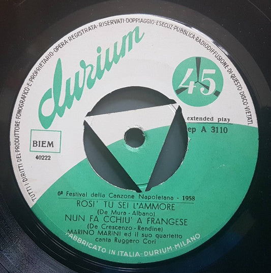 Marino Marini Ed Il Suo Quartetto - 6e Festival Delaa Canzone Napoletana 16777 Vinyl Singles EP Vinyl Goed / Hoes Goed