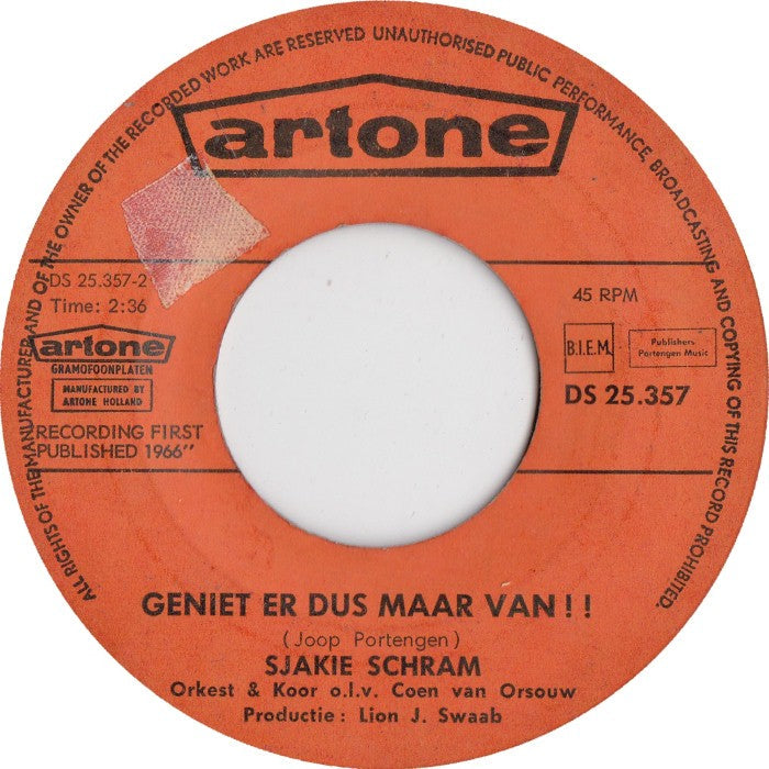 Sjakie Schram - Tegen 't Zere Been 29900 Vinyl Singles Vinyl Goed / Hoes Goed