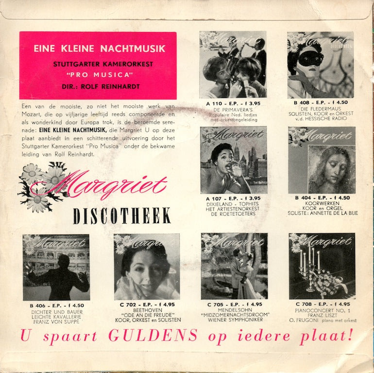 A Stuttgarter Kamerorkest "Pro Musica" - Serenade No. 13 In G. K.V. Allegro Vinyl Singles EP Vinyl Zeer Goed / Hoesje Goed "VINYLSINGLES.NL"