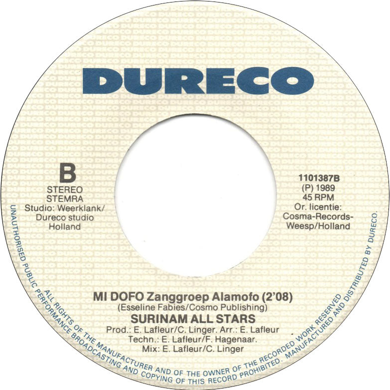 Surinam All Stars - Memre Den 26988 Vinyl Singles Vinyl Goed / Hoes Goed