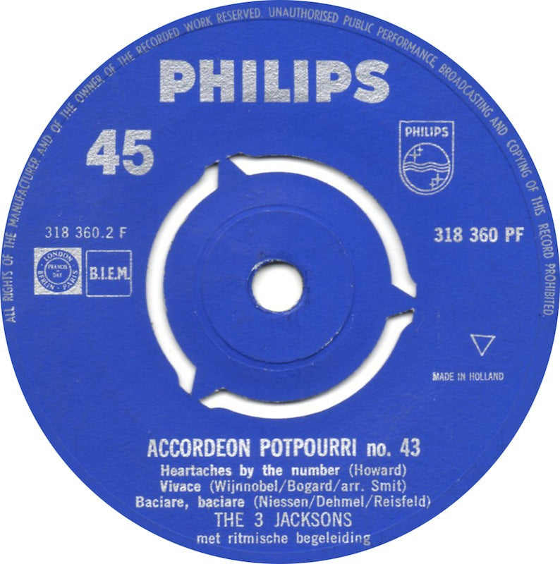 3 Jacksons - Accordeon Potpourri No. 43 07907 Vinyl Singles Vinyl Goed / Hoes Generic