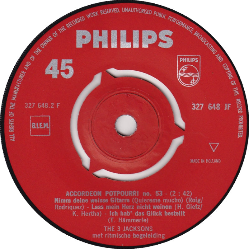 3 Jacksons - Accordeon Potpourri No. 53 33651 Vinyl Singles Vinyl Goed / Hoes Redelijk