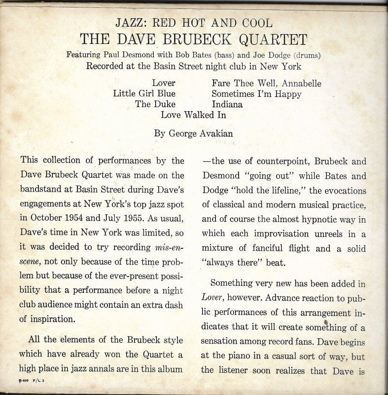 Dave Brubeck Quartet Featuring Paul Desmond - Sometimes I'm Happy 15824 Vinyl Singles Vinyl Goed / Hoes Goed