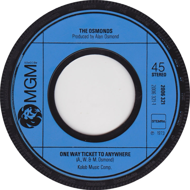 Osmonds - One Way Ticket To Anywhere 15166 Vinyl Singles Vinyl Goed / Hoes Goed