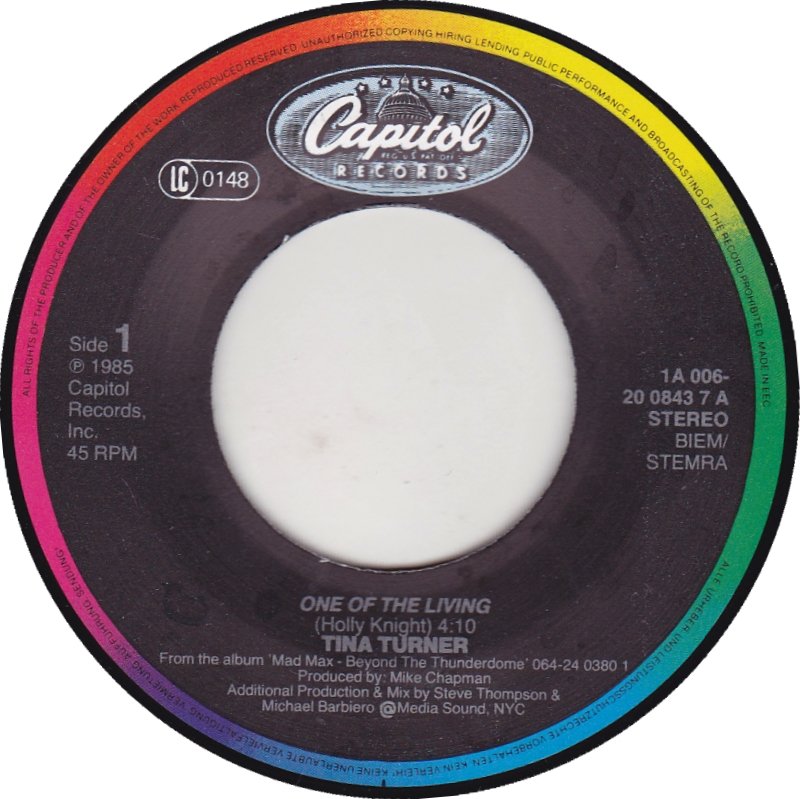 Tina Turner - One Of The Living 43445 Vinyl Singles Vinyl Goed / Hoes Goed