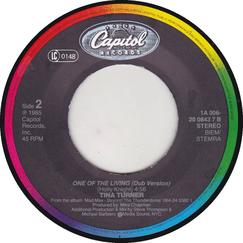 Tina Turner - One Of The Living 43445 Vinyl Singles Vinyl Goed / Hoes Goed