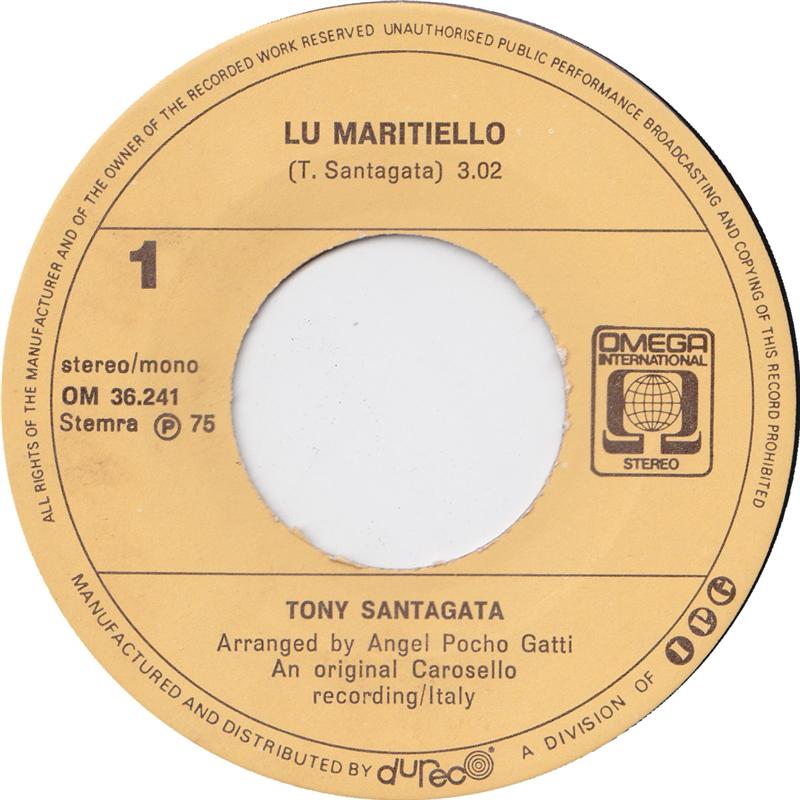 Tony Santagata - Lu Maritiello 09522 Vinyl Singles Vinyl Goed / Hoes Goed