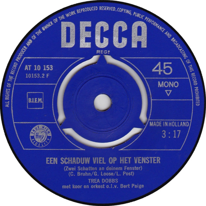 Trea Dobbs - Drie Rode Rozen 40067 Vinyl Singles Vinyl Goed / Hoes Goed